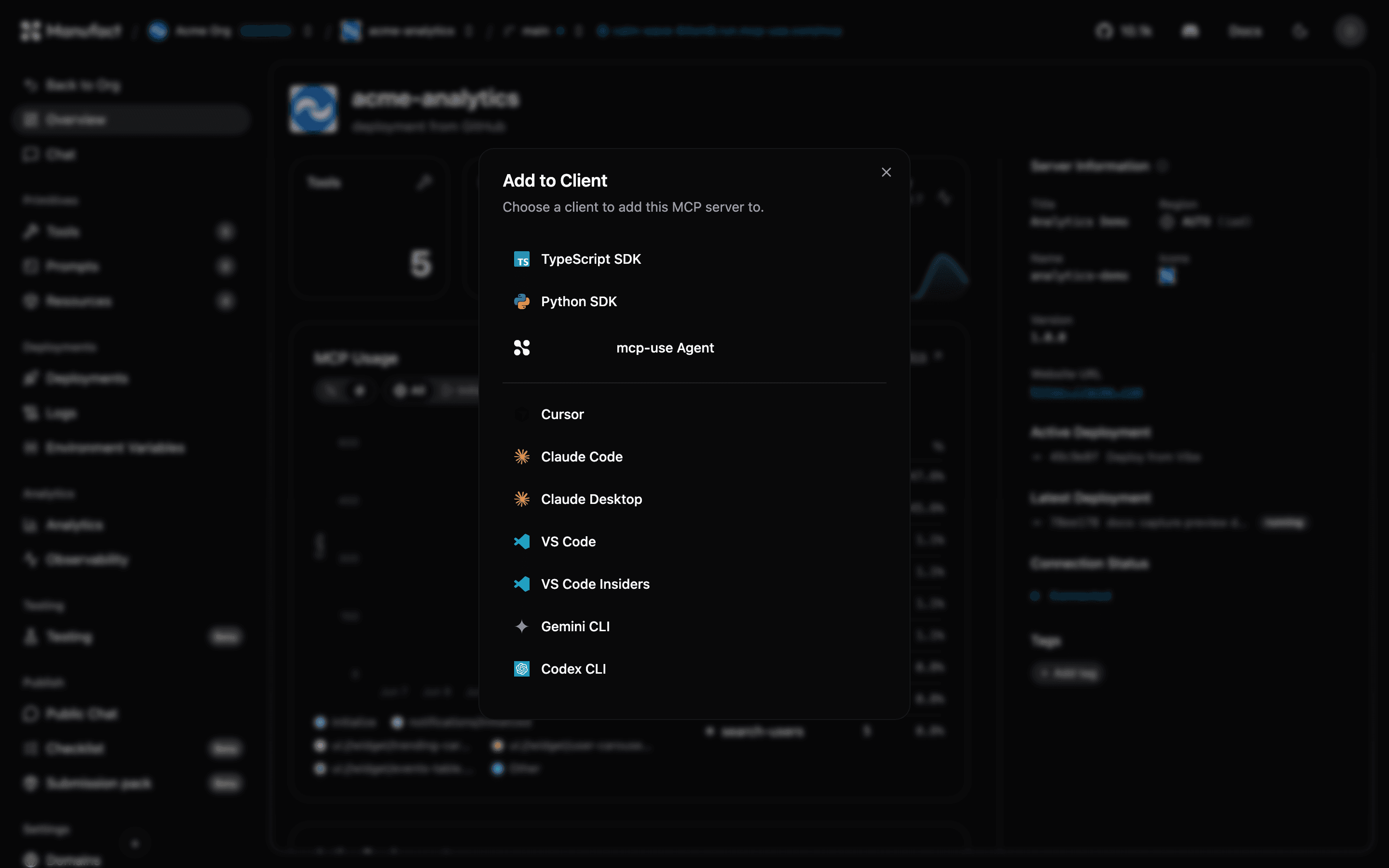 Add to client dialog with client grid