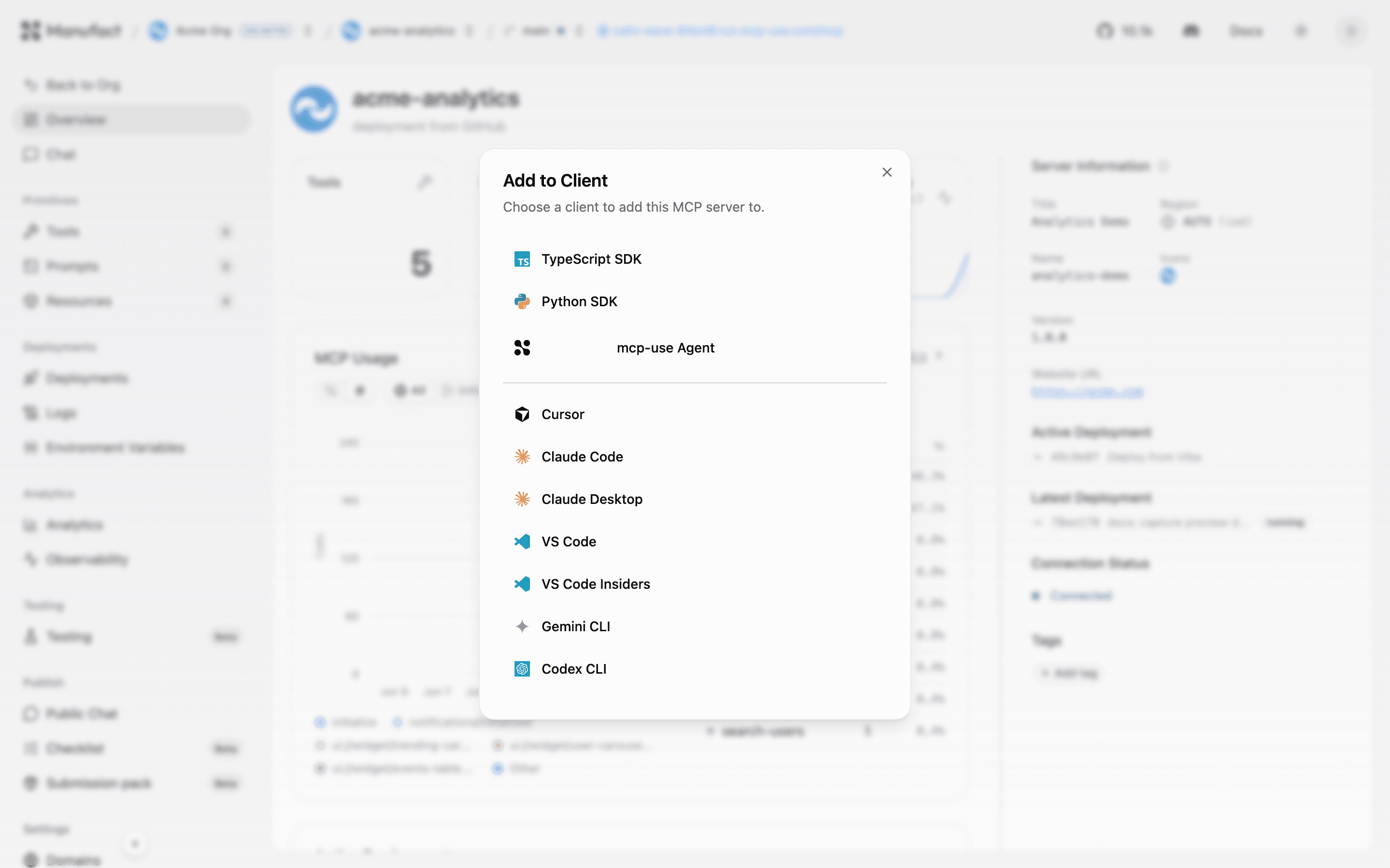 Add to client dialog with client grid