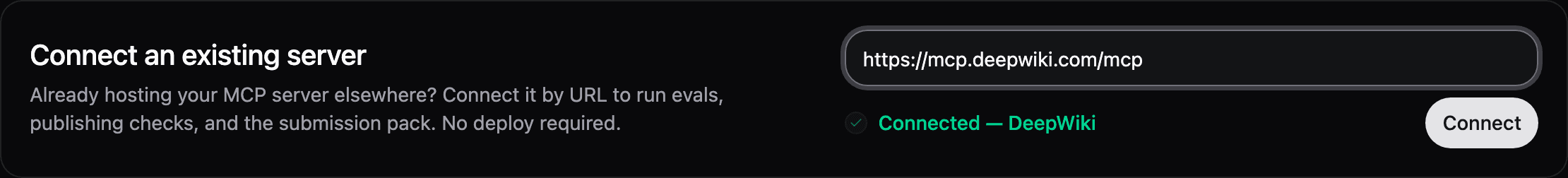 URL field showing a successful connection