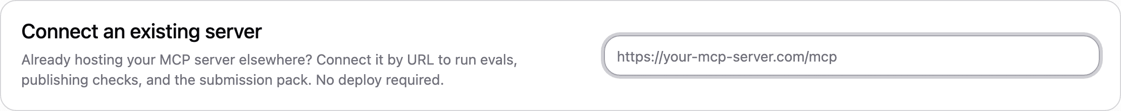 Connect an existing server form on the New Server page