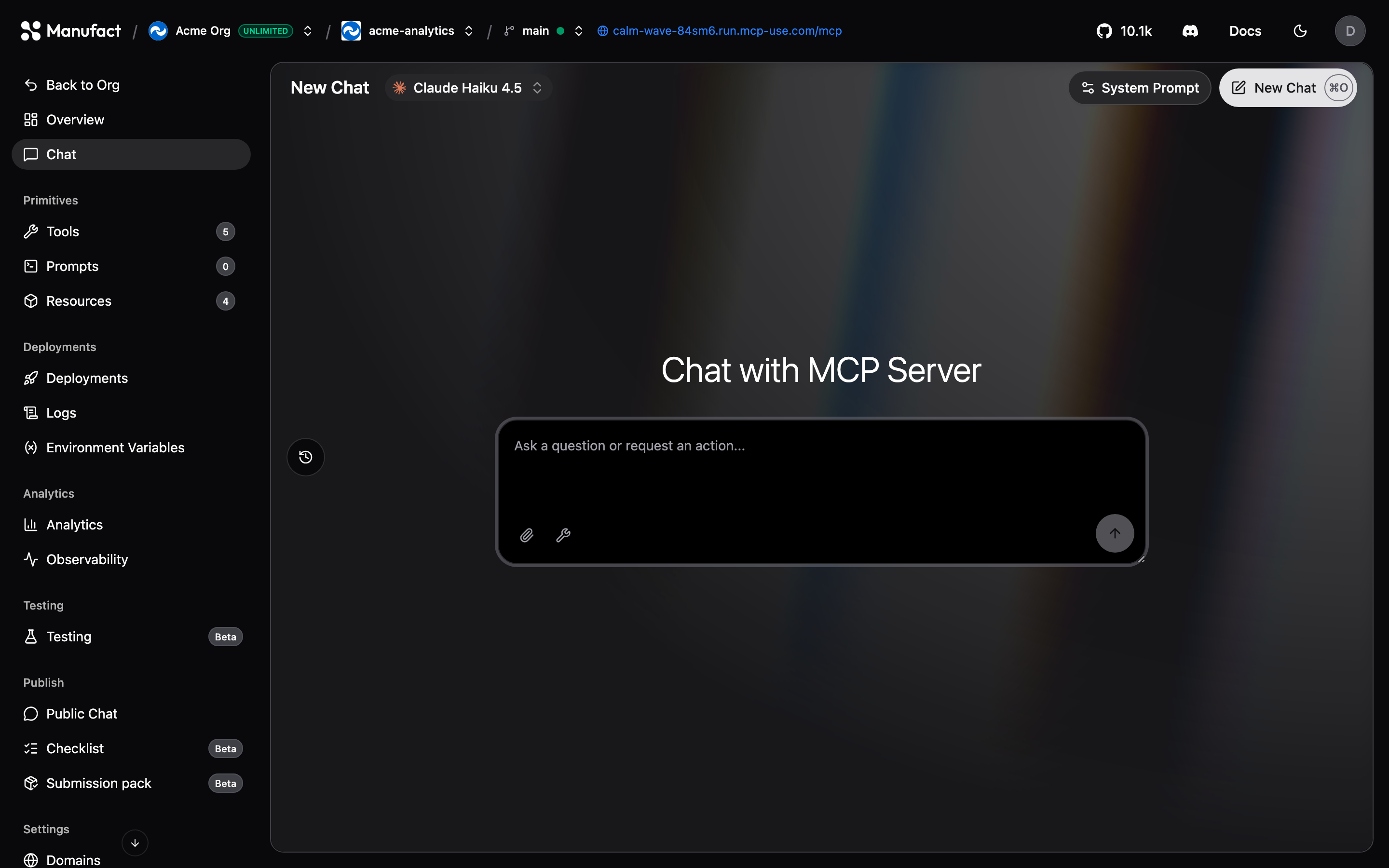Chat tab ready for input