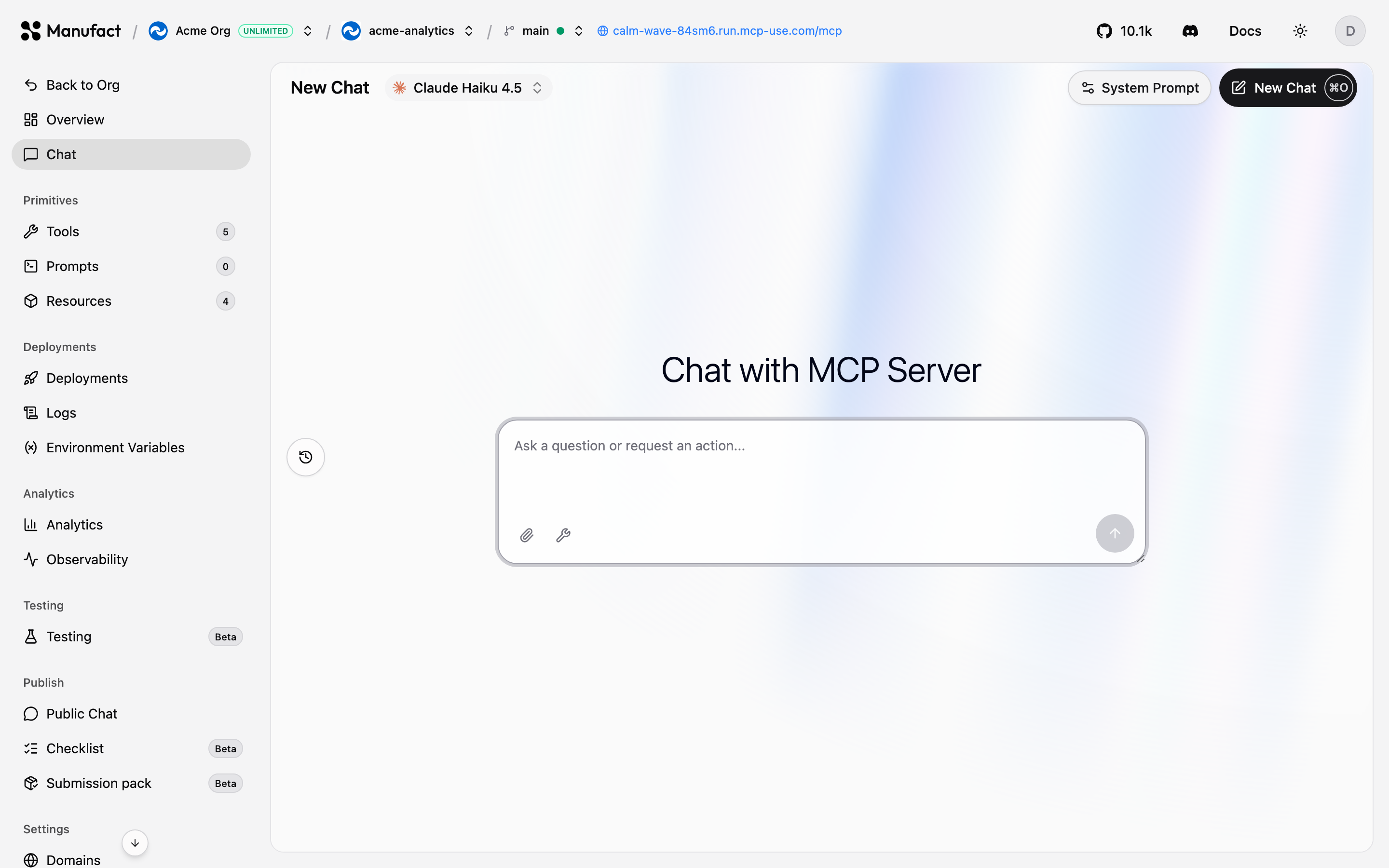 Chat tab ready for input